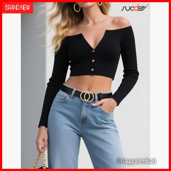 Women\'s Faux Leather Belt with Double O-Ring Buckle for Jeans and Dresses